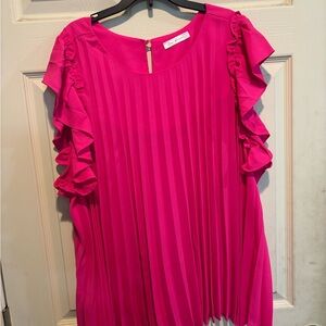 Daniel Rainn Fuchsia Ruffle Sleeve Blouse